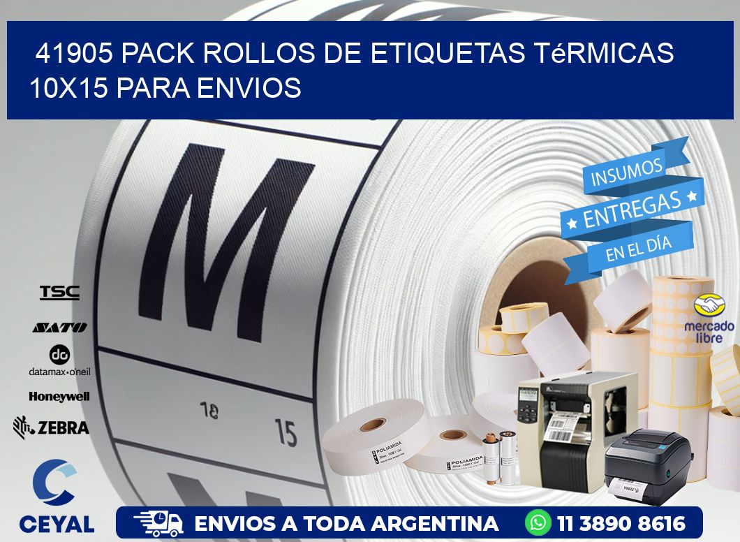 41905 pack rollos de etiquetas térmicas 10x15 para Envios