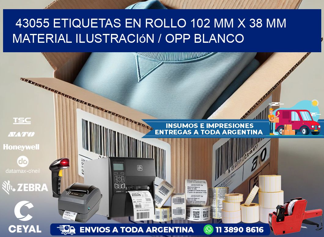 43055 Etiquetas en rollo 102 mm x 38 mm material Ilustración / OPP Blanco