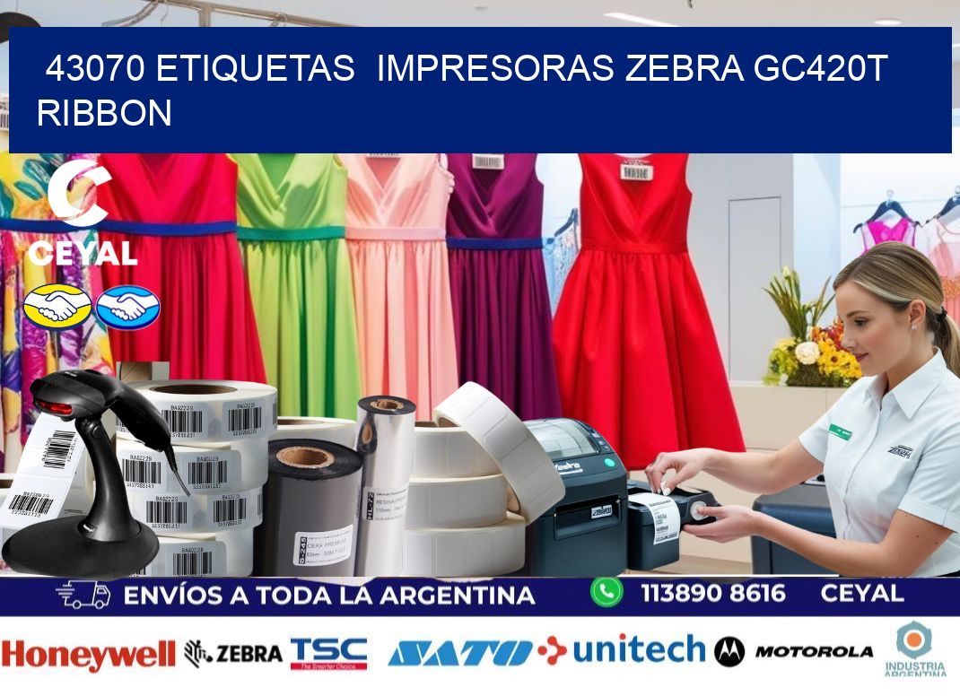 43070 etiquetas  impresoras zebra gc420t ribbon