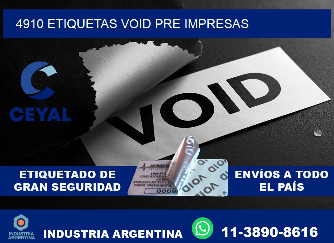 4910 etiquetas void pre impresas