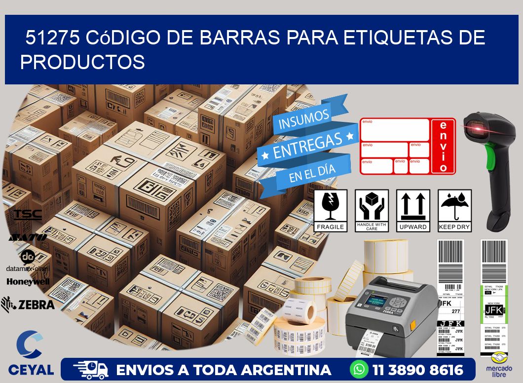 51275 código de barras para etiquetas de productos