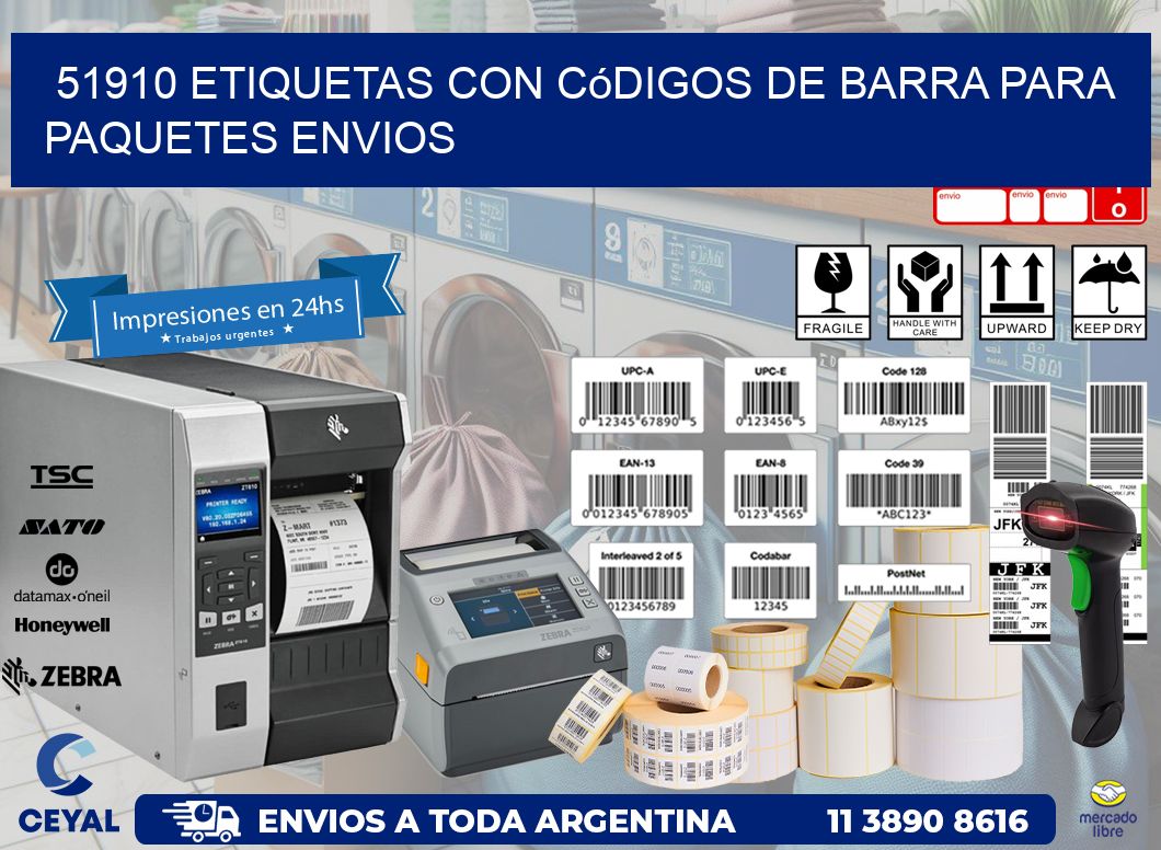 51910 etiquetas con códigos de barra para paquetes envios