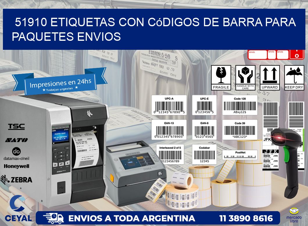 51910 etiquetas con códigos de barra para paquetes envios