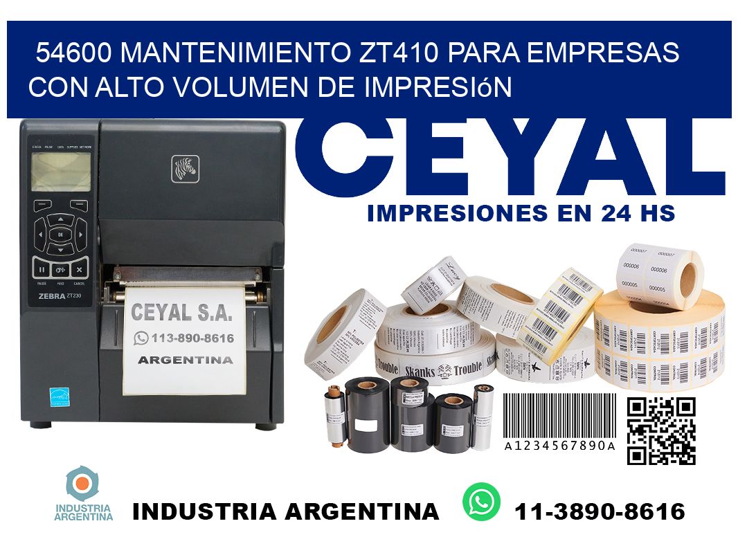 54600 mantenimiento zt410 para empresas con alto volumen de impresión
