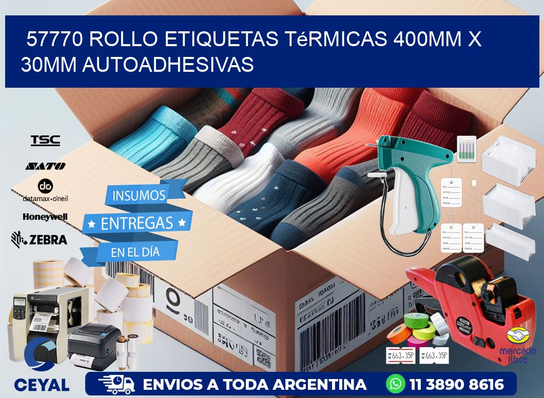 57770 Rollo Etiquetas Térmicas 400mm X 30mm Autoadhesivas