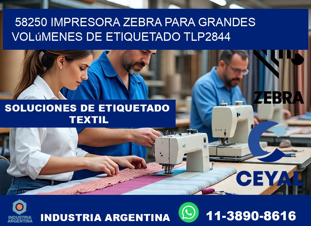 58250 impresora Zebra para grandes volúmenes de etiquetado TLP2844