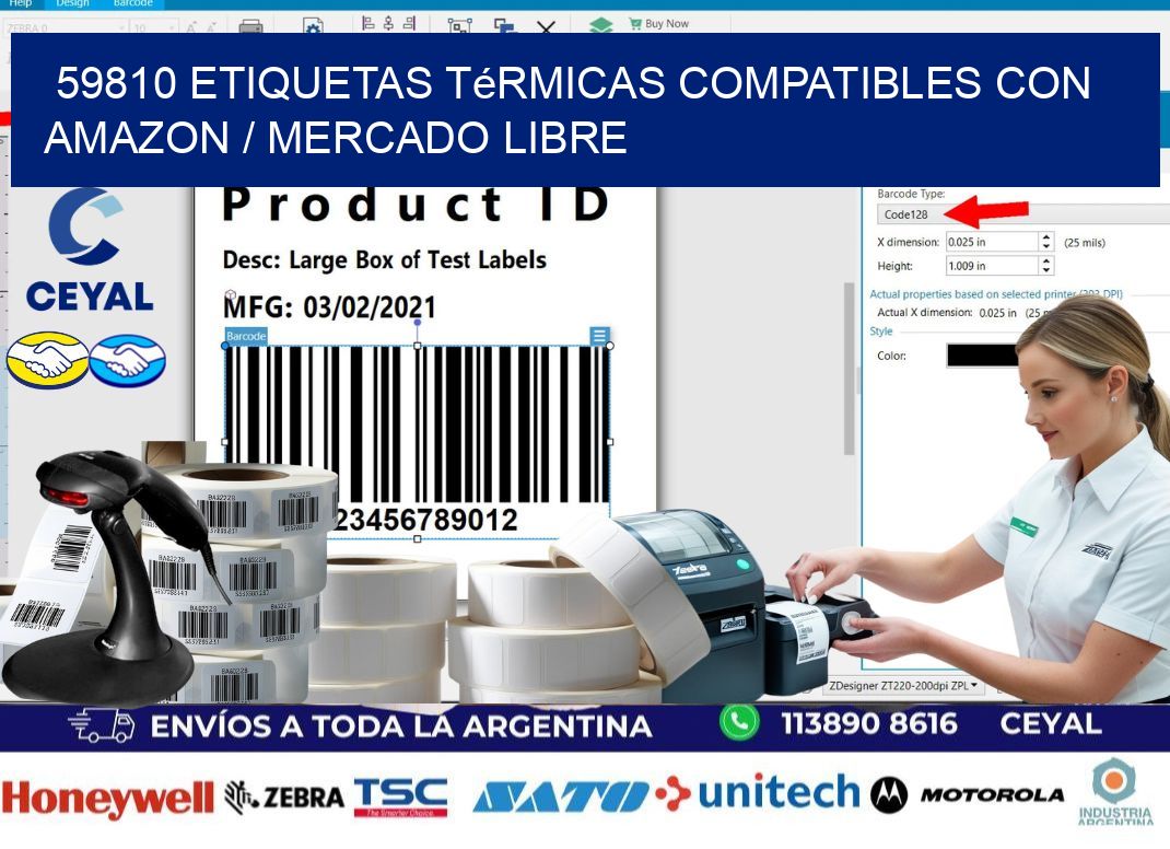 59810 etiquetas térmicas compatibles con Amazon / Mercado Libre
