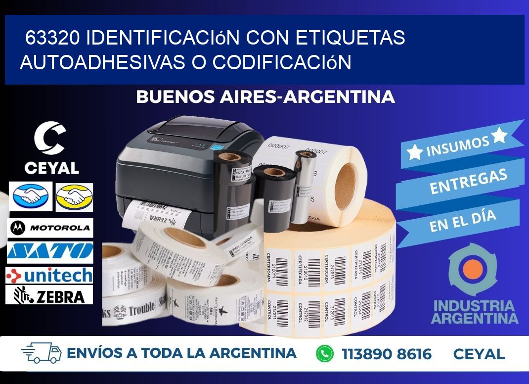 63320 identificación con etiquetas autoadhesivas o codificación