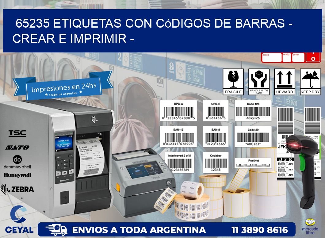 65235 etiquetas con códigos de barras - Crear e imprimir -