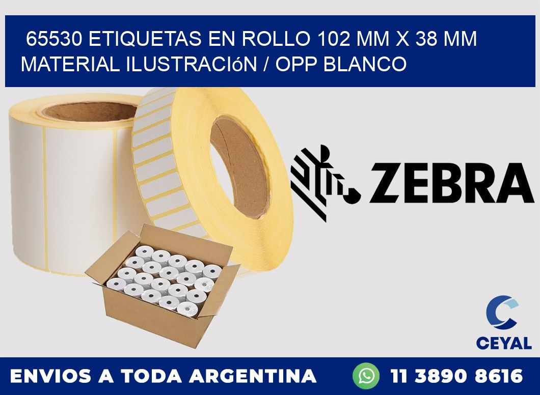 65530 Etiquetas en rollo 102 mm x 38 mm material Ilustración / OPP Blanco