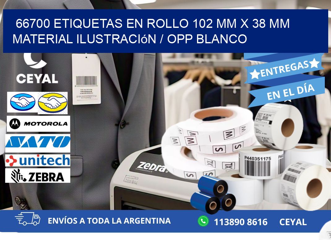 66700 Etiquetas en rollo 102 mm x 38 mm material Ilustración / OPP Blanco