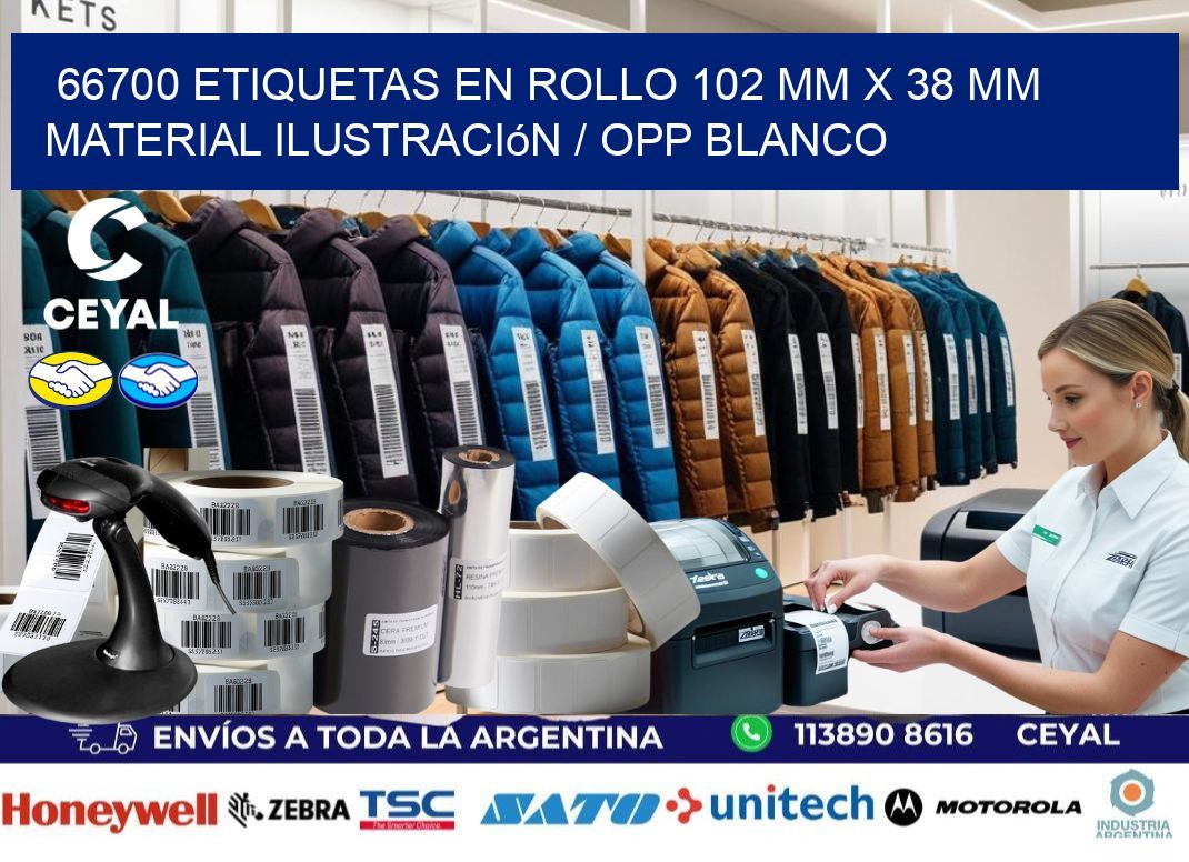 66700 Etiquetas en rollo 102 mm x 38 mm material Ilustración / OPP Blanco