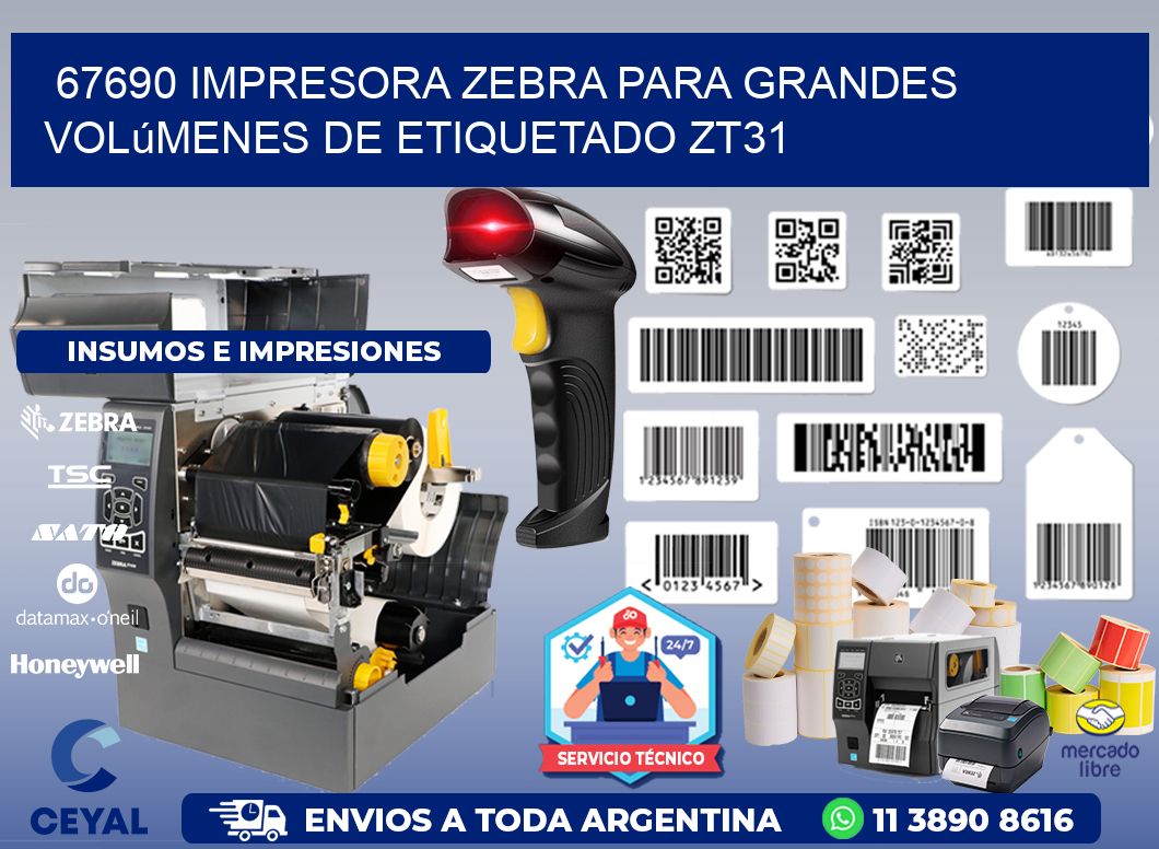 67690 impresora Zebra para grandes volúmenes de etiquetado ZT31