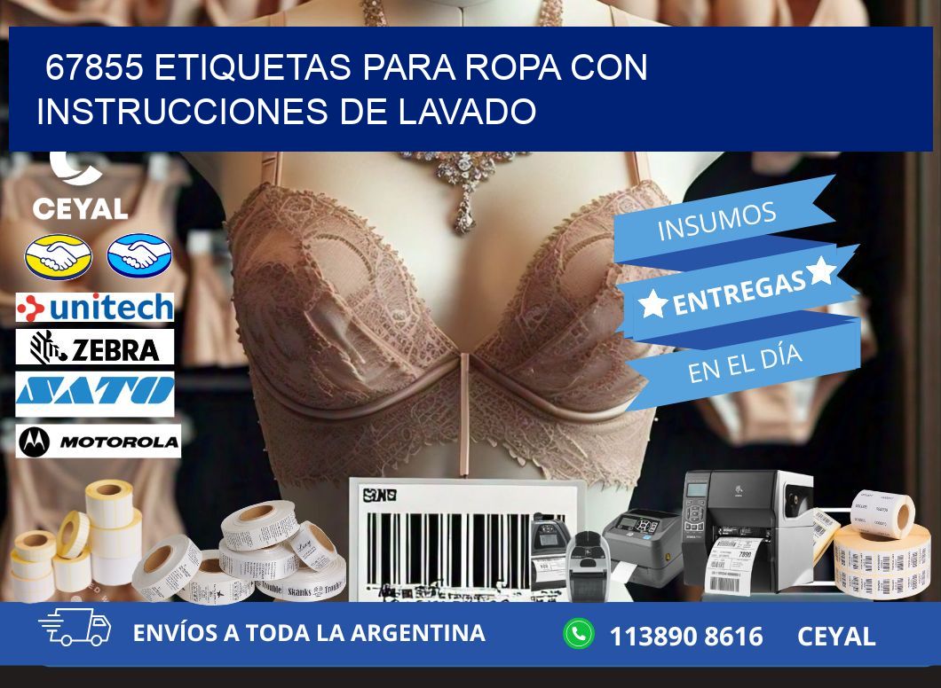 67855 etiquetas para ropa con instrucciones de lavado