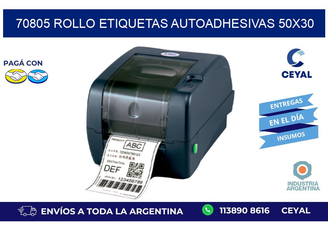 70805 Rollo Etiquetas autoadhesivas 50x30