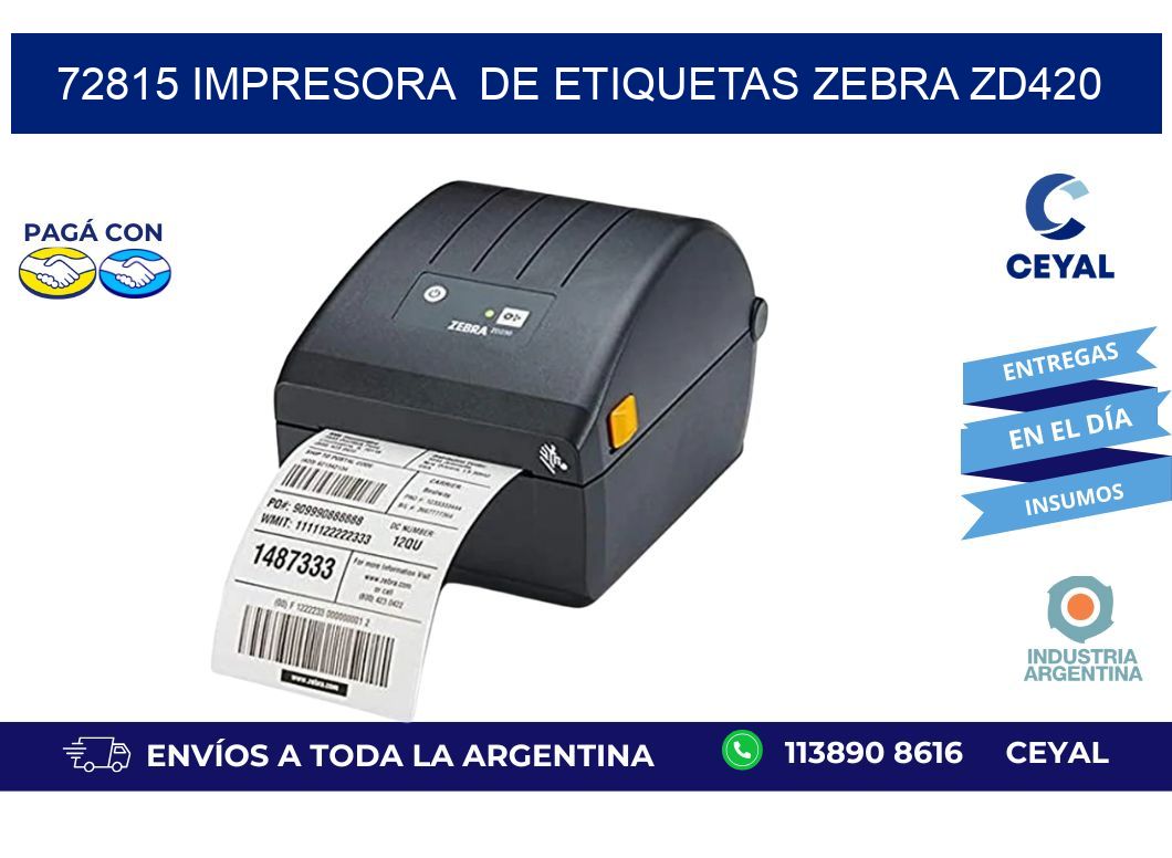 72815 impresora de etiquetas Zebra ZD420
