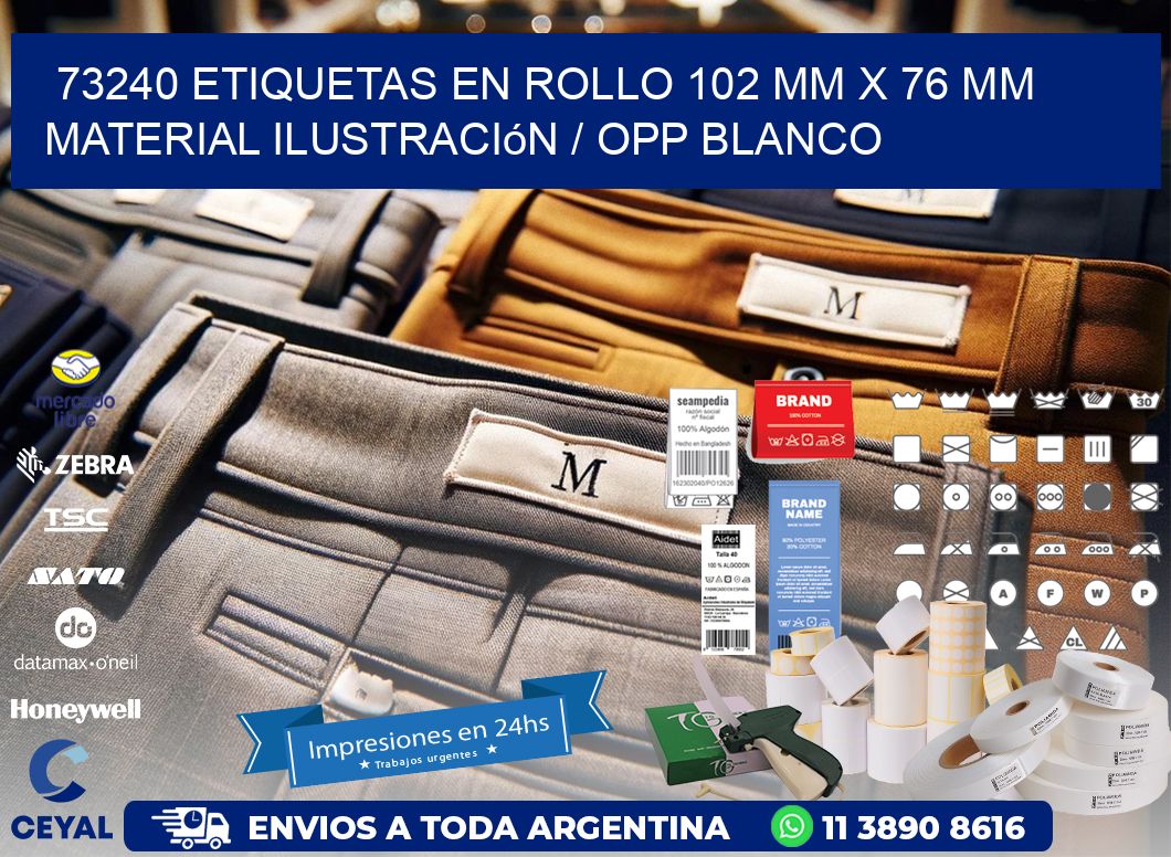 73240 Etiquetas en rollo 102 mm x 76 mm material Ilustración / OPP Blanco