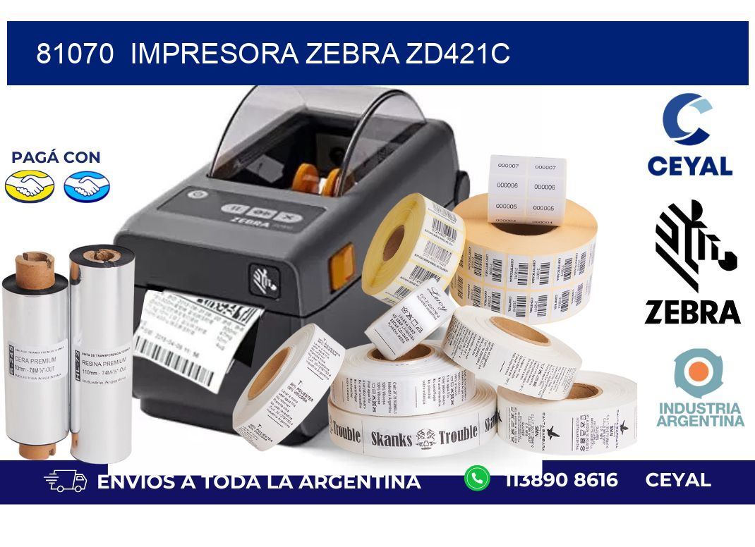 81070  Impresora Zebra zd421c