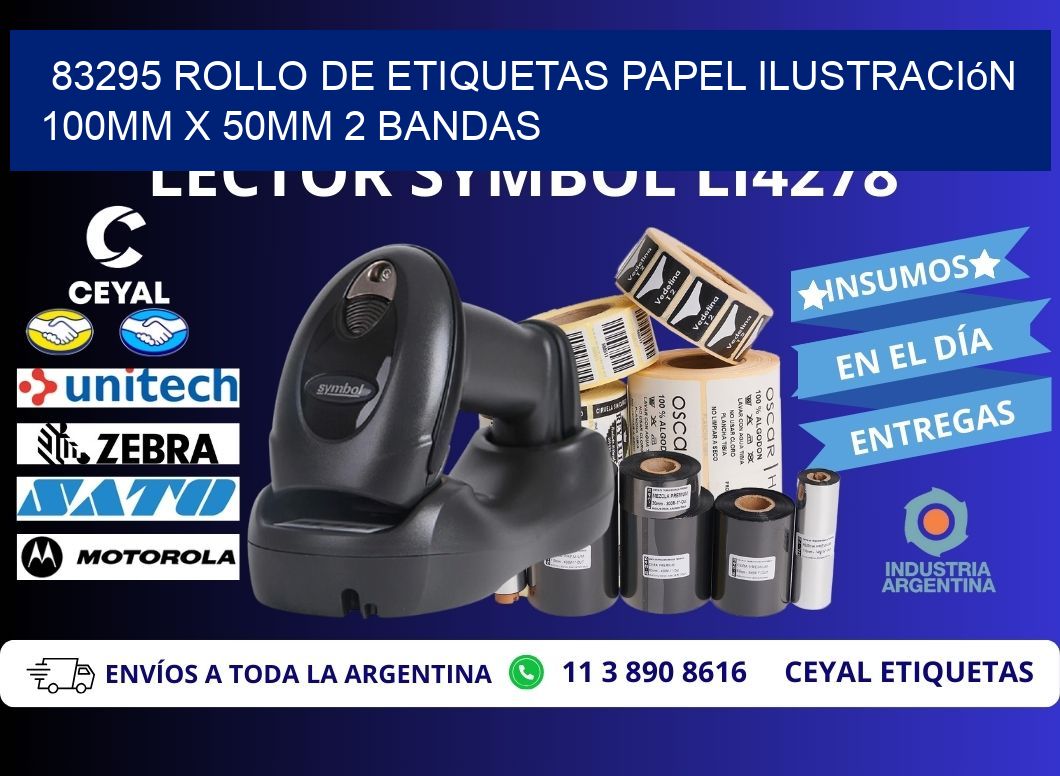 83295 Rollo de Etiquetas Papel Ilustración 100mm x 50mm 2 Bandas