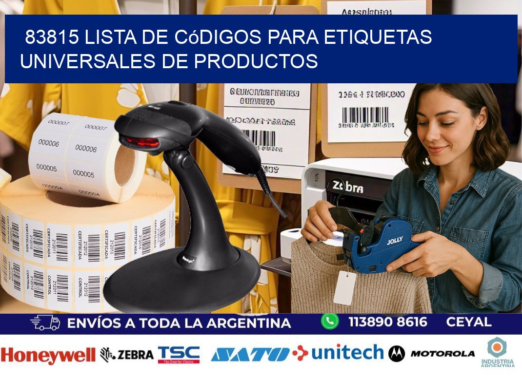 83815 Lista de códigos para etiquetas universales de productos