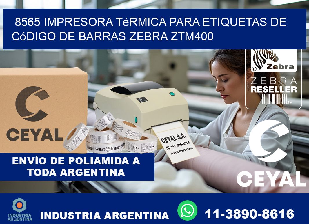 8565 impresora térmica para etiquetas de código de barras Zebra ZTM400