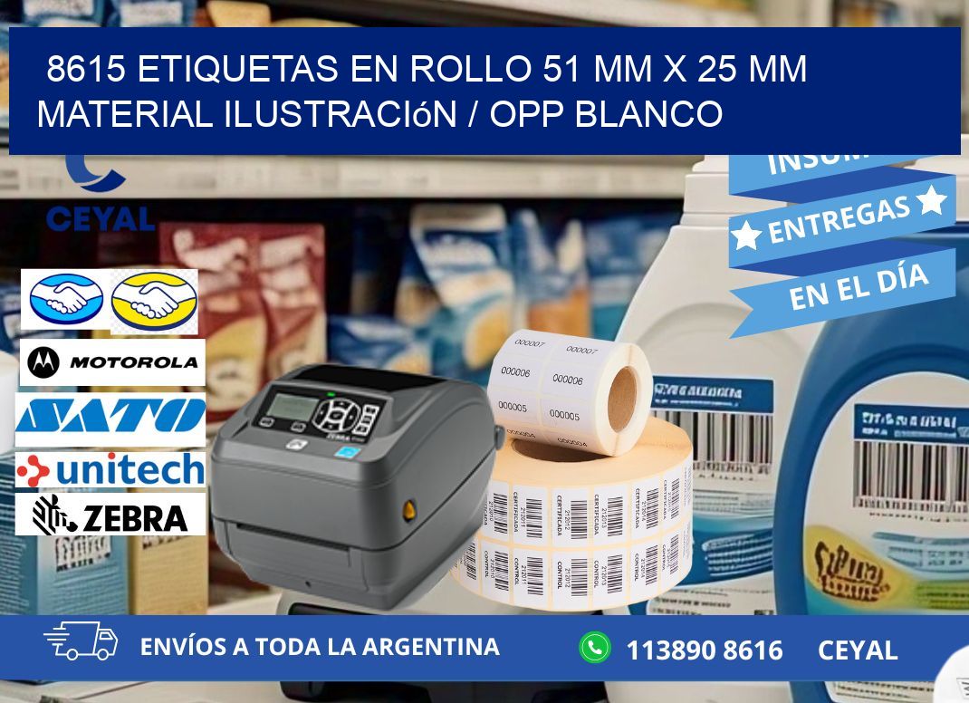 8615 Etiquetas en rollo 51 mm x 25 mm material Ilustración / OPP Blanco