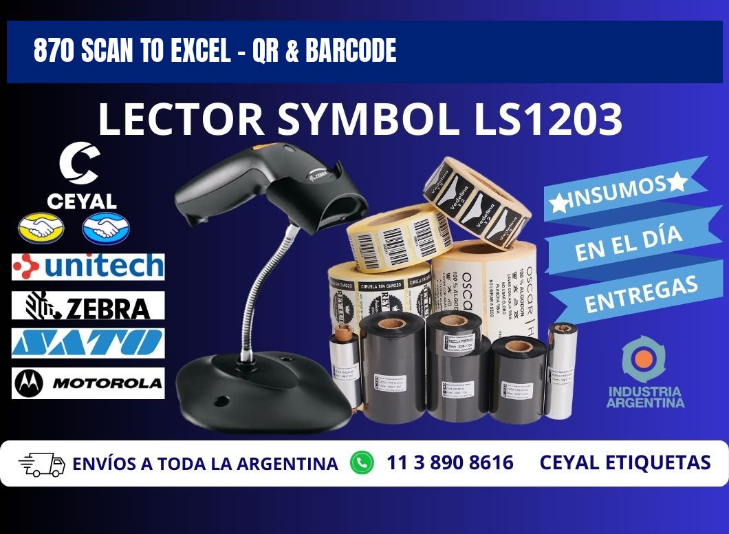 870 Scan to Excel - QR & Barcode