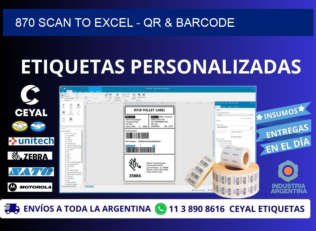 870 Scan to Excel - QR & Barcode