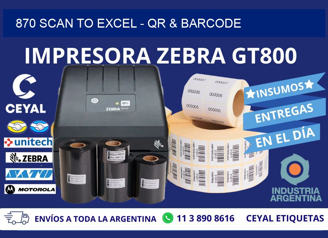 870 Scan to Excel – QR & Barcode