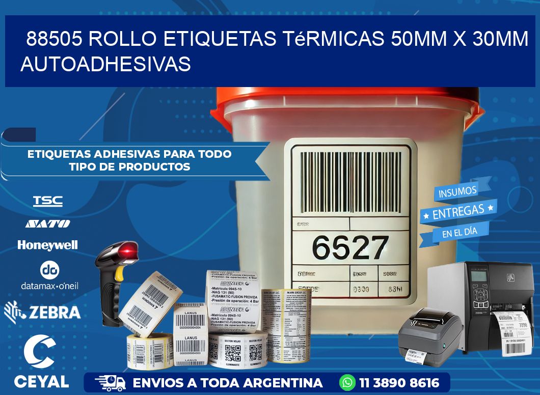 88505 Rollo Etiquetas Térmicas 50mm X 30mm Autoadhesivas