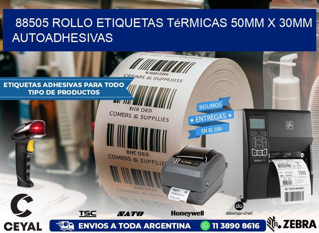 88505 Rollo Etiquetas Térmicas 50mm X 30mm Autoadhesivas