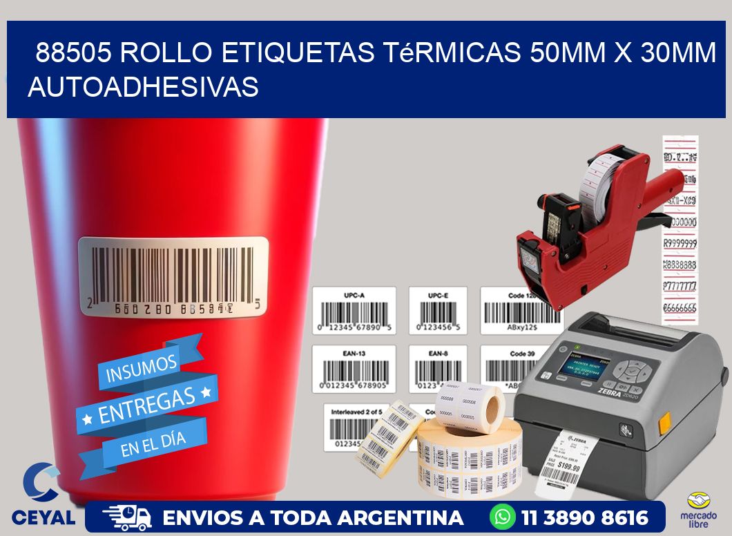 88505 Rollo Etiquetas Térmicas 50mm X 30mm Autoadhesivas