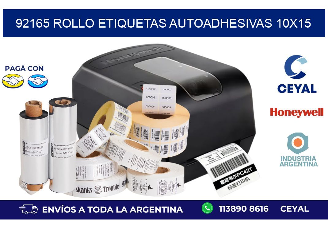 92165 Rollo Etiquetas autoadhesivas 10x15