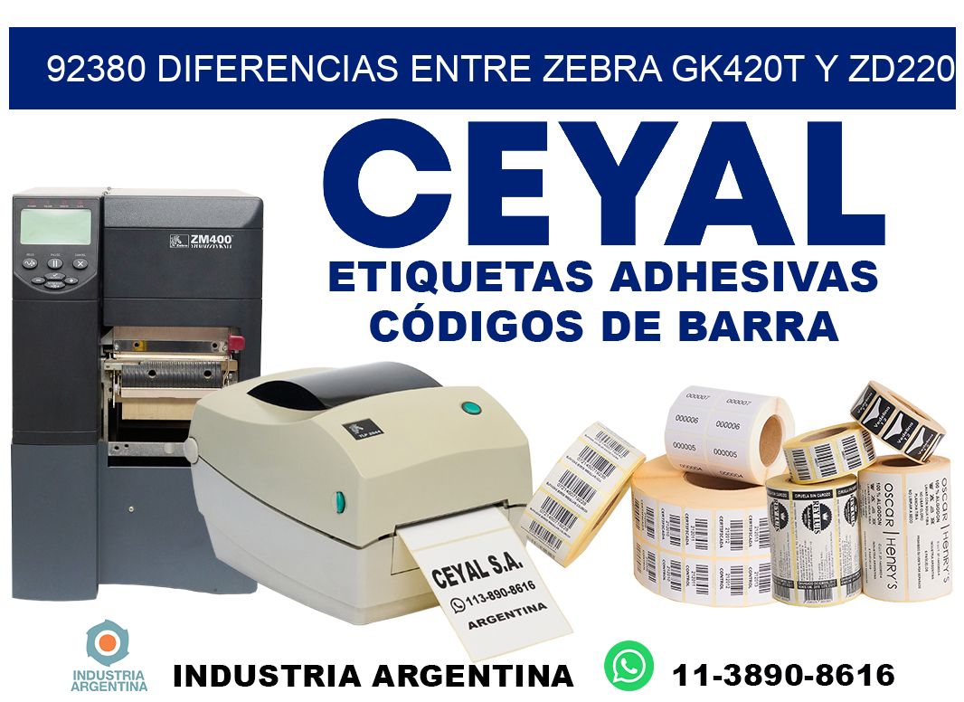 92380 diferencias entre zebra gk420t y zd220