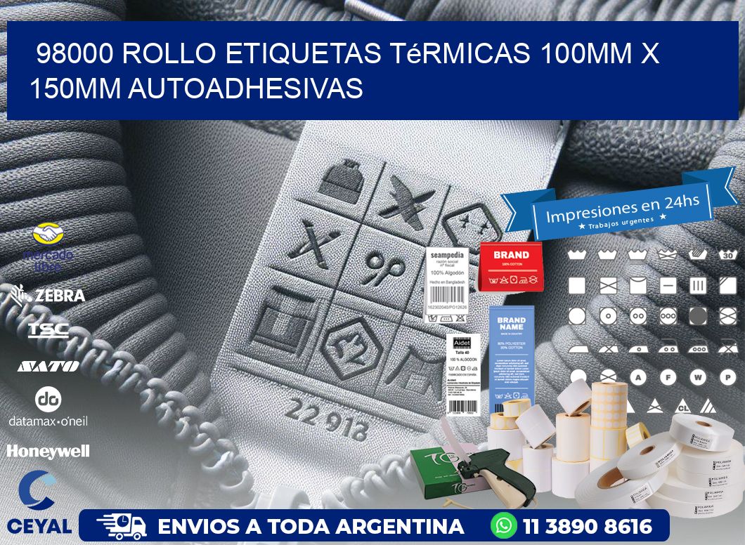 98000 Rollo Etiquetas Térmicas 100mm X 150mm Autoadhesivas