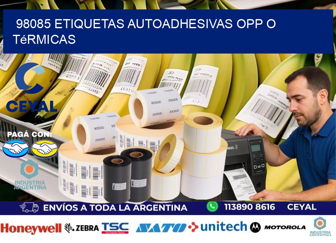 98085 etiquetas autoadhesivas opp o térmicas