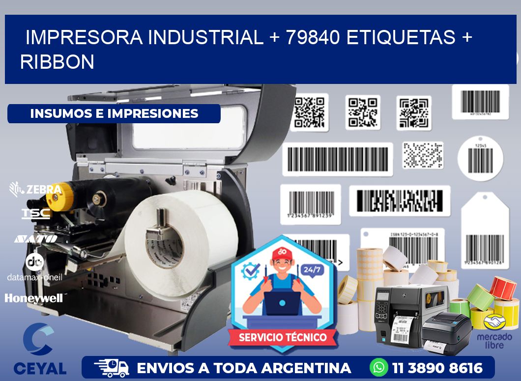 impresora industrial + 79840 etiquetas + ribbon