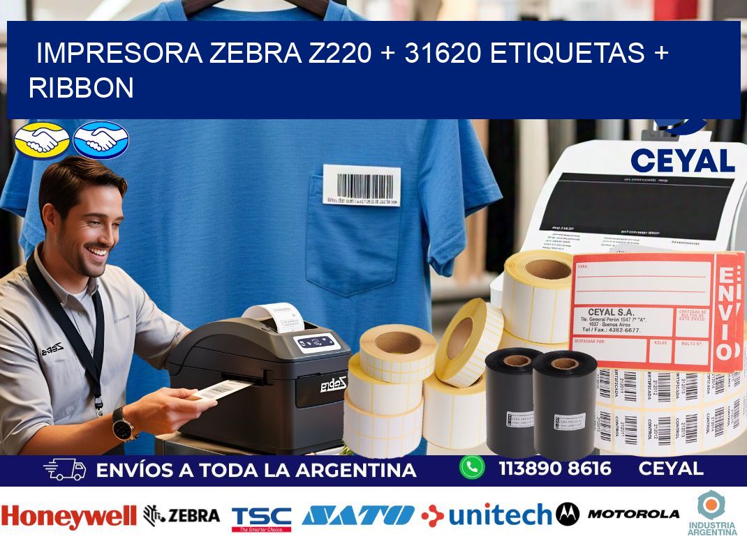 impresora zebra z220 + 31620 etiquetas + ribbon
