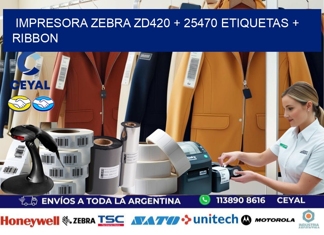 impresora zebra zd420 + 25470 etiquetas + ribbon