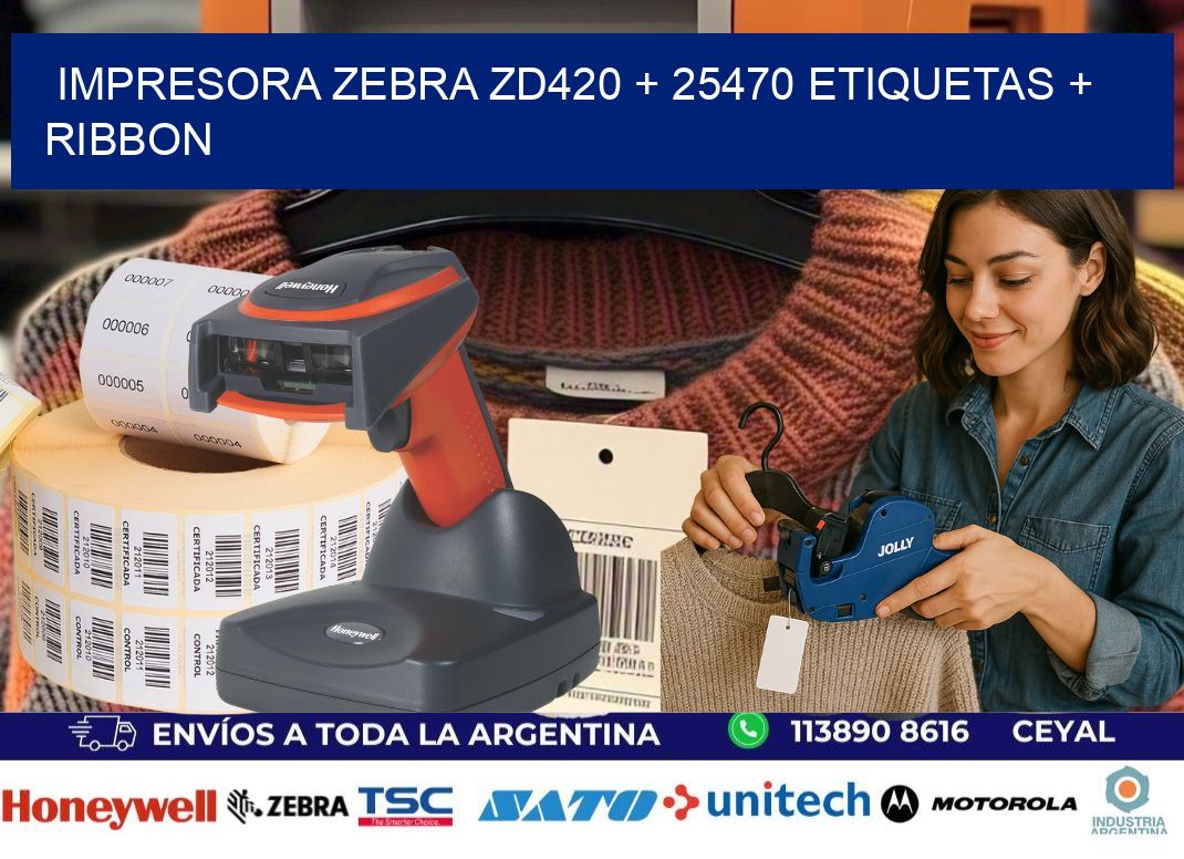 impresora zebra zd420 + 25470 etiquetas + ribbon