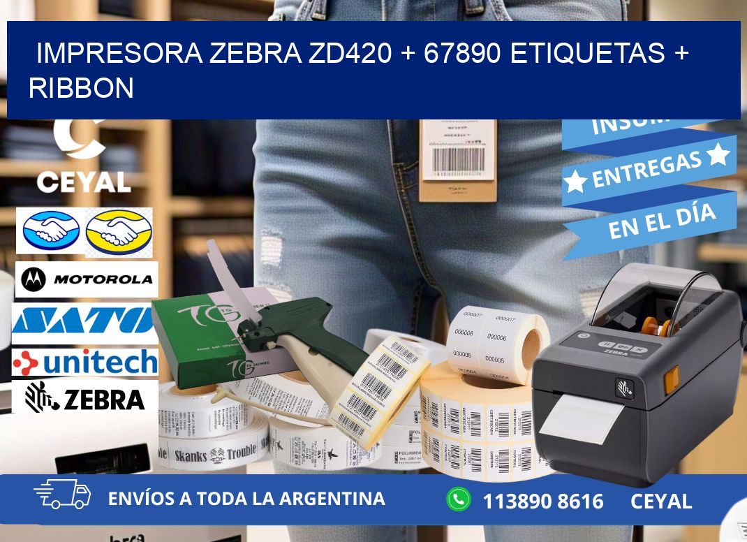 impresora zebra zd420 + 67890 etiquetas + ribbon
