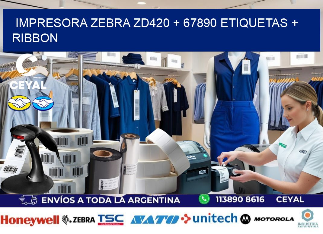 impresora zebra zd420 + 67890 etiquetas + ribbon