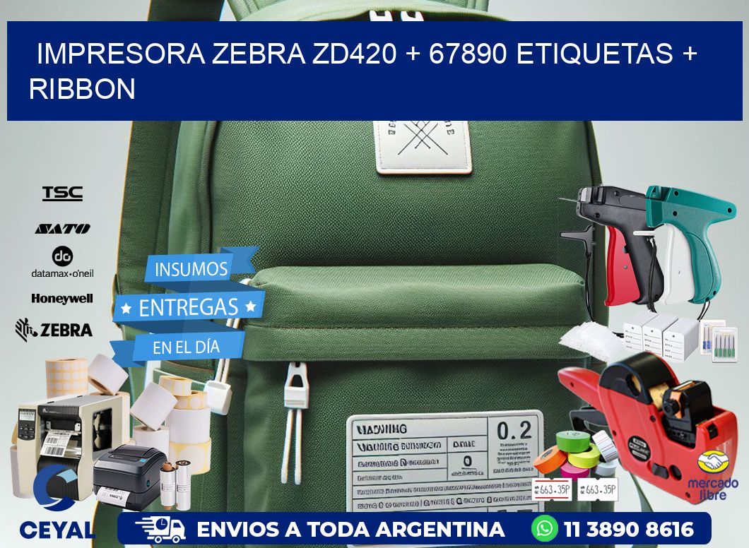 impresora zebra zd420 + 67890 etiquetas + ribbon