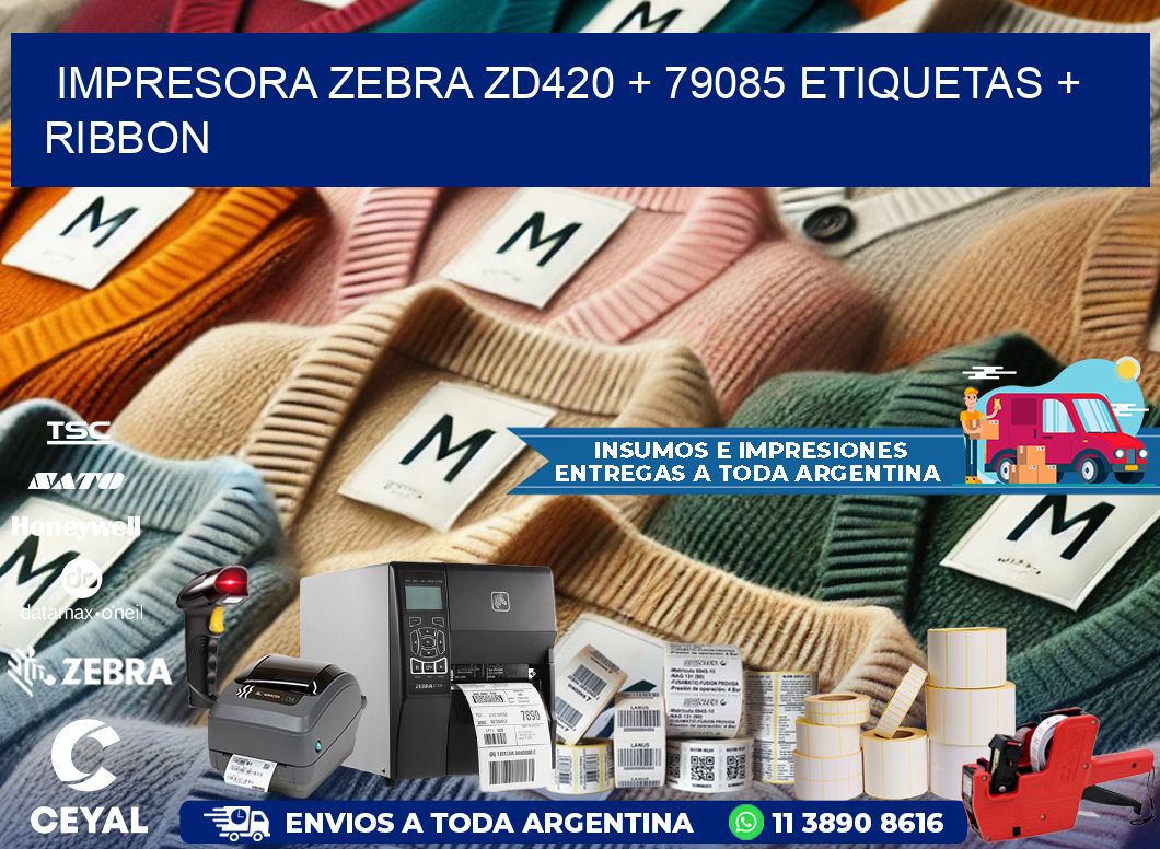 impresora zebra zd420 + 79085 etiquetas + ribbon