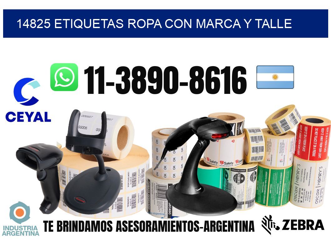 14825 Etiquetas ropa con marca y talle