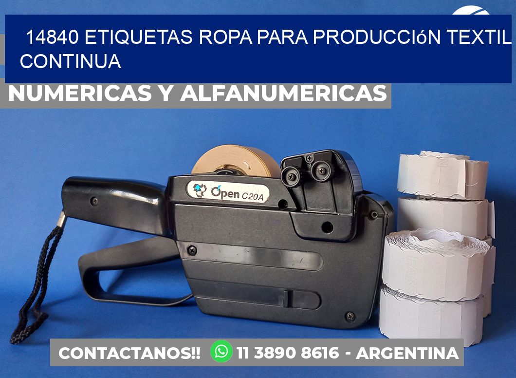 14840 Etiquetas ropa para producción textil continua