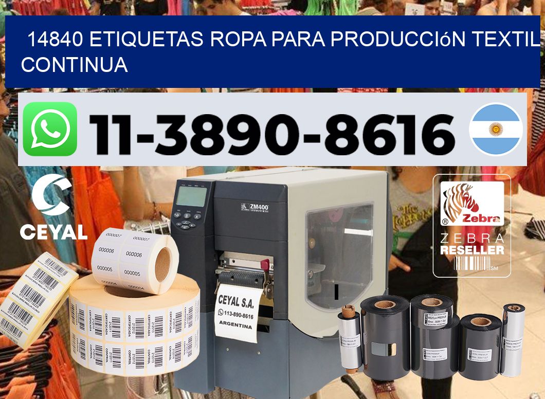 14840 Etiquetas ropa para producción textil continua