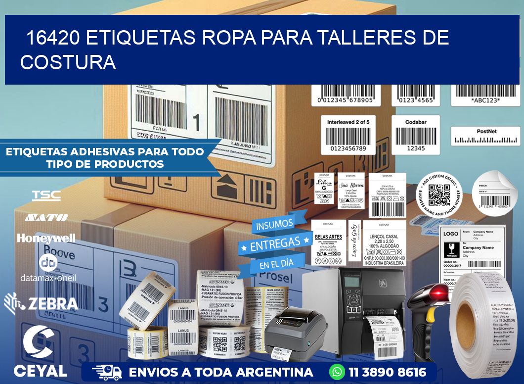 16420 Etiquetas ropa para talleres de costura
