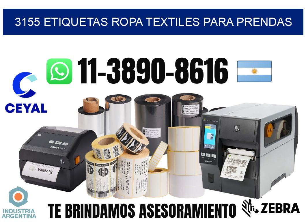 3155 Etiquetas ropa textiles para prendas