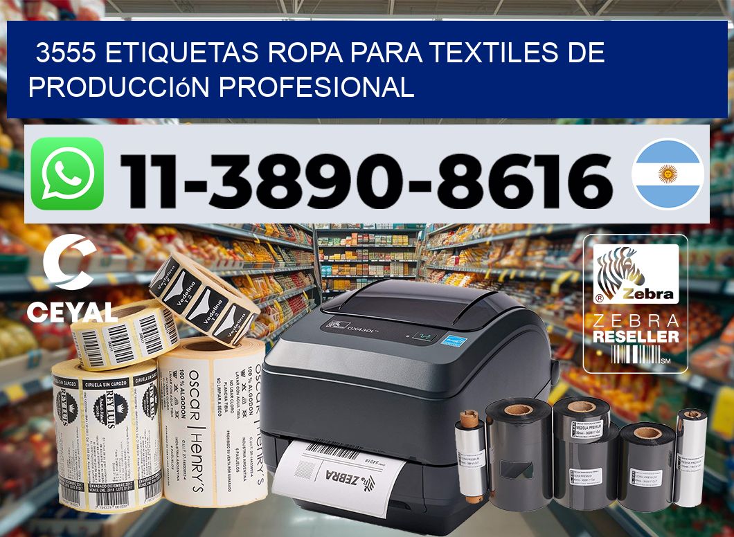 3555 Etiquetas ropa para textiles de producción profesional